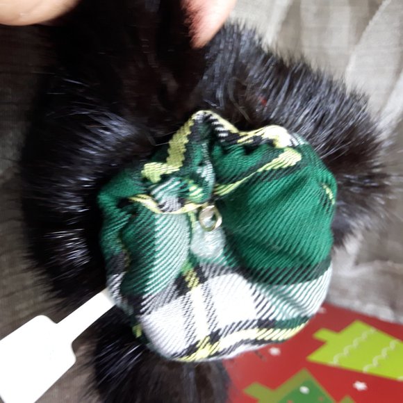 Tartan Teddy Bear Christmas Ornament - Genuine Fur - Mink - Picture 6 of 7